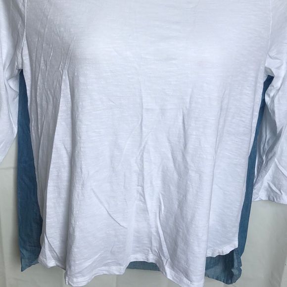Crown & Ivy white blue 3/4 sleeve top size XL - Picture 3 of 8